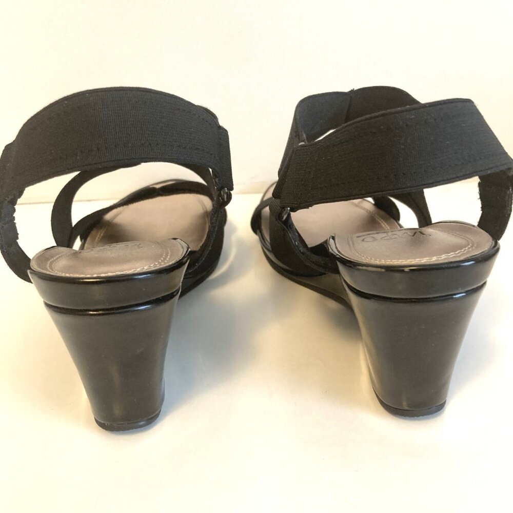 Impo Black Stretch Strappy Wedge Sandals/ Size 8M/ Comfortable Elastic Straps - Picture 4 of 9